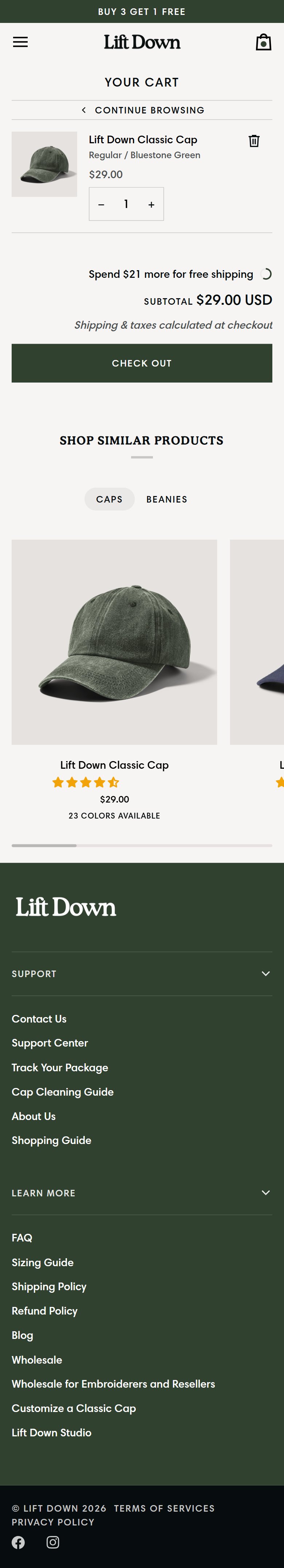 Lift Down â€” Full Page Cart (/cart)