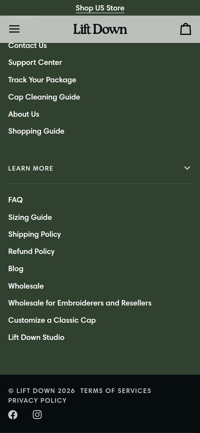 Lift Down â€” Homepage Footer